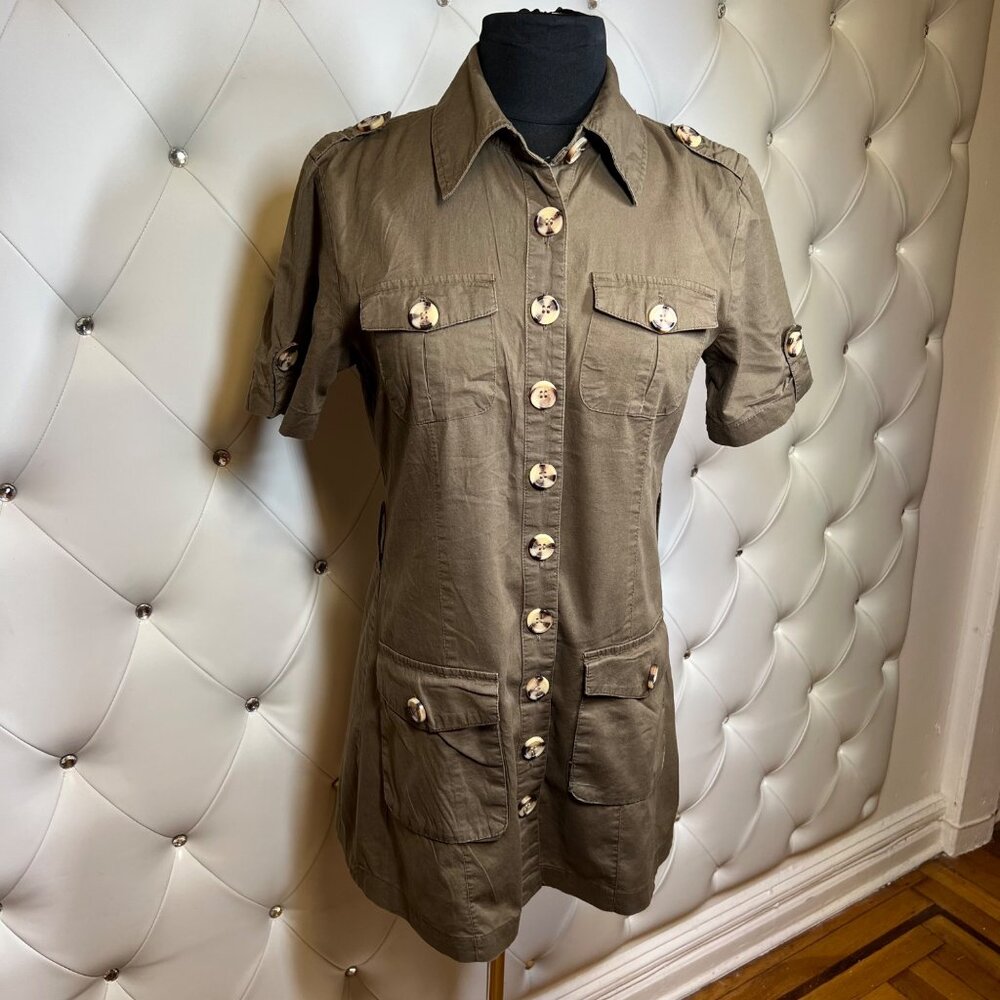 Manifesto Stylish Brown Button-Up Dress Size S